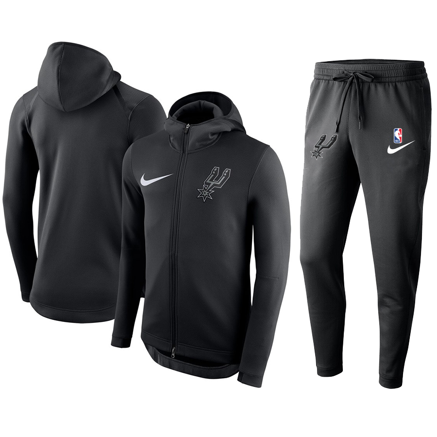 Men's Black San Antonio Spurs Warmup Hoodiesuit